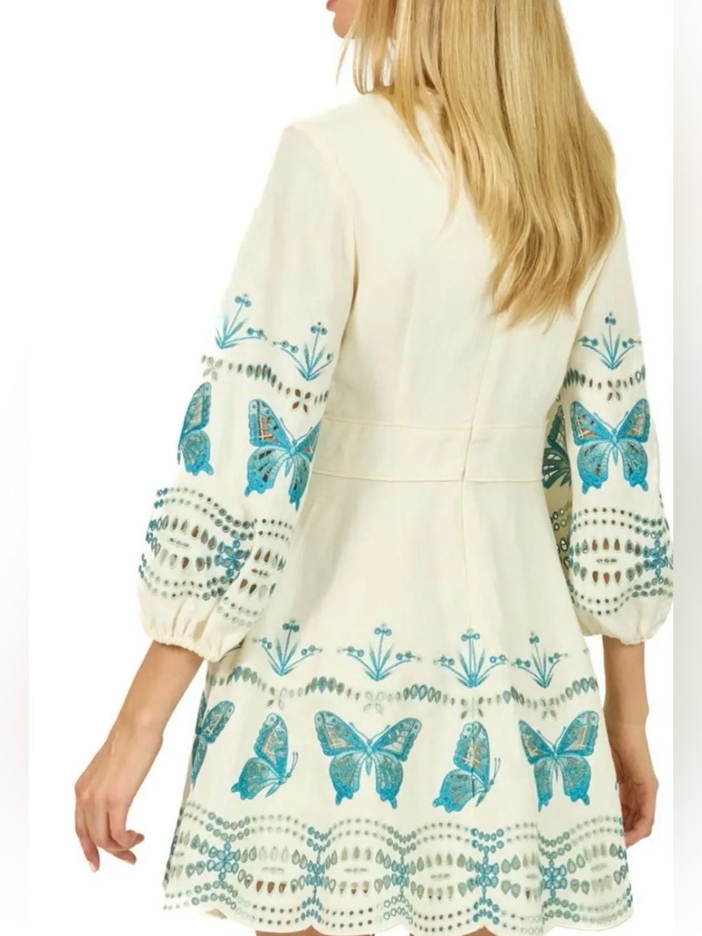 Secret Mission Butterfly Priscilla Dress, Cotton Linen with Embroidery, $695.00 - Picture 4 of 9